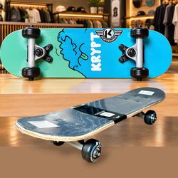 Kryptonics Kids 6+ Aqua/Black/Green Complete Lockerboard Mini Skateboard 22”