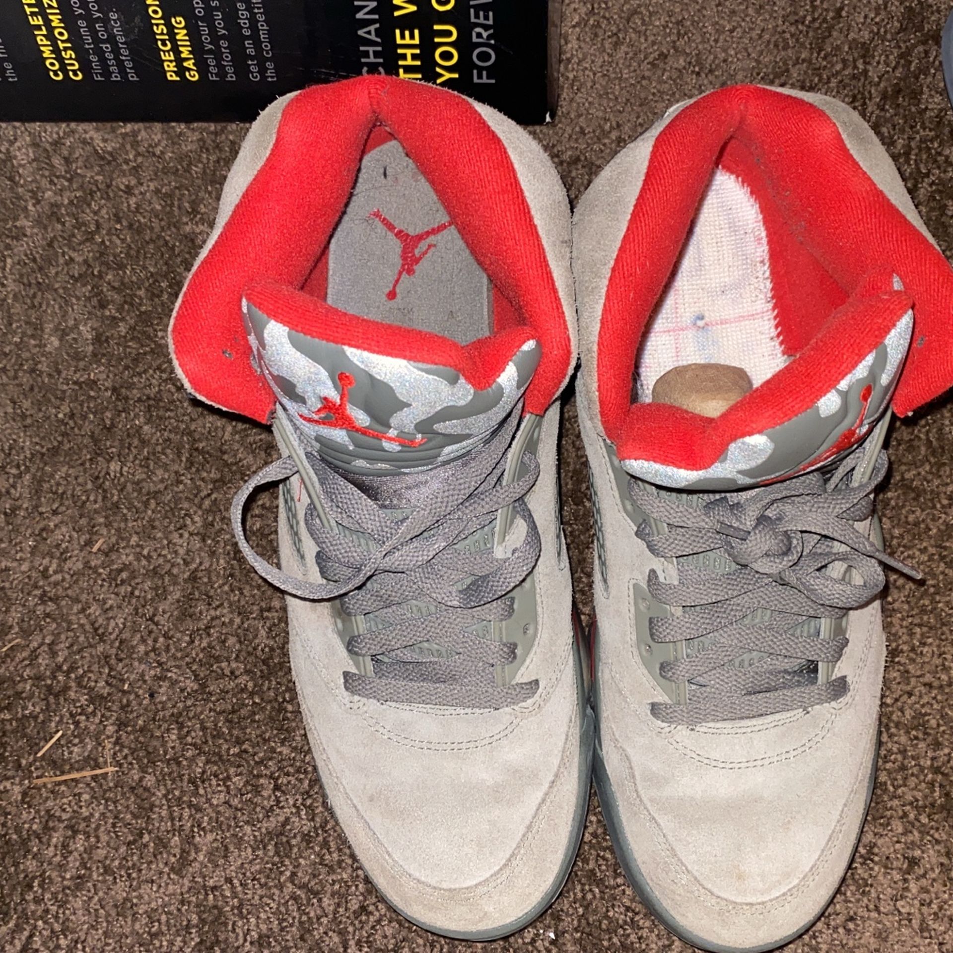 Air Jordan 5s Grey/Red Size 11.5