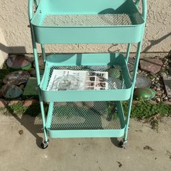 Fresno - new blue metal bar cart - $15 firm price