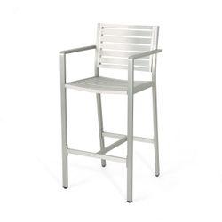 Outdoor 29.50 Barstools with Rust-Proof Aluminum Frame, Set of 2, Silver