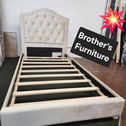 Frame Twin Beige Velvet, New Especial Price 