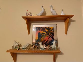 Vintage Set of 2 Matching Solid Wood Wall Shelves