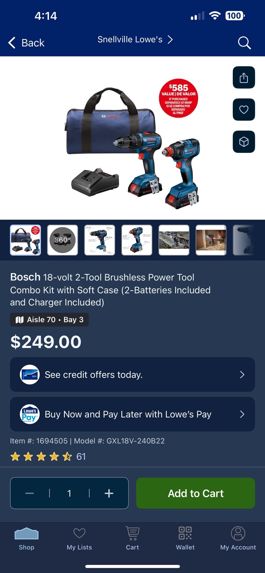 Bosch 18-volt 2-Tool Brushless Power Tool (OBO)