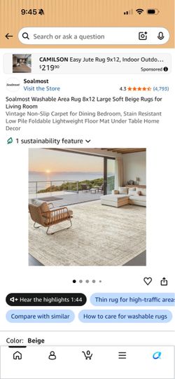 Soalmost Washable Area Rug 8x12 Large Soft