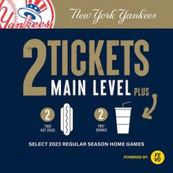 MLB - New York Yankees 2 Tickets Plus 2 Hot Dogs & 2 Drinks, eVoucher