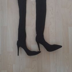 Black Stretchy Nylon Boots!