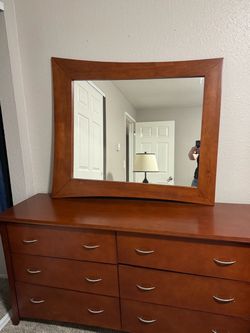Wood Dresser with Mirror