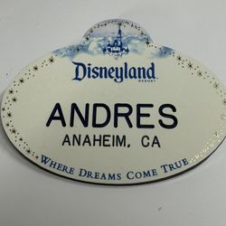 Authentic Disneyland Cast Member Name Tag - "Where Dreams Come True" - Andres