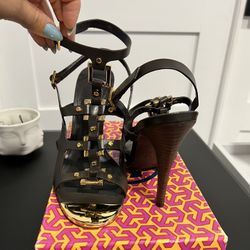 Tory Burch Size 8 Brown/Gold Shoes
