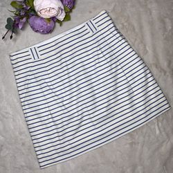 NWT The Limited Off White and Blue Striped Skirt