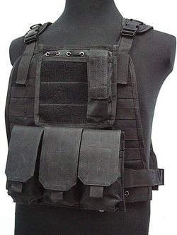 Black Vest - Airsoft Lightweight Modular Molle System, Breathable Quick Release Vest, Adjustable Tactical Gear for Training, Mag Panel, shoulder quick