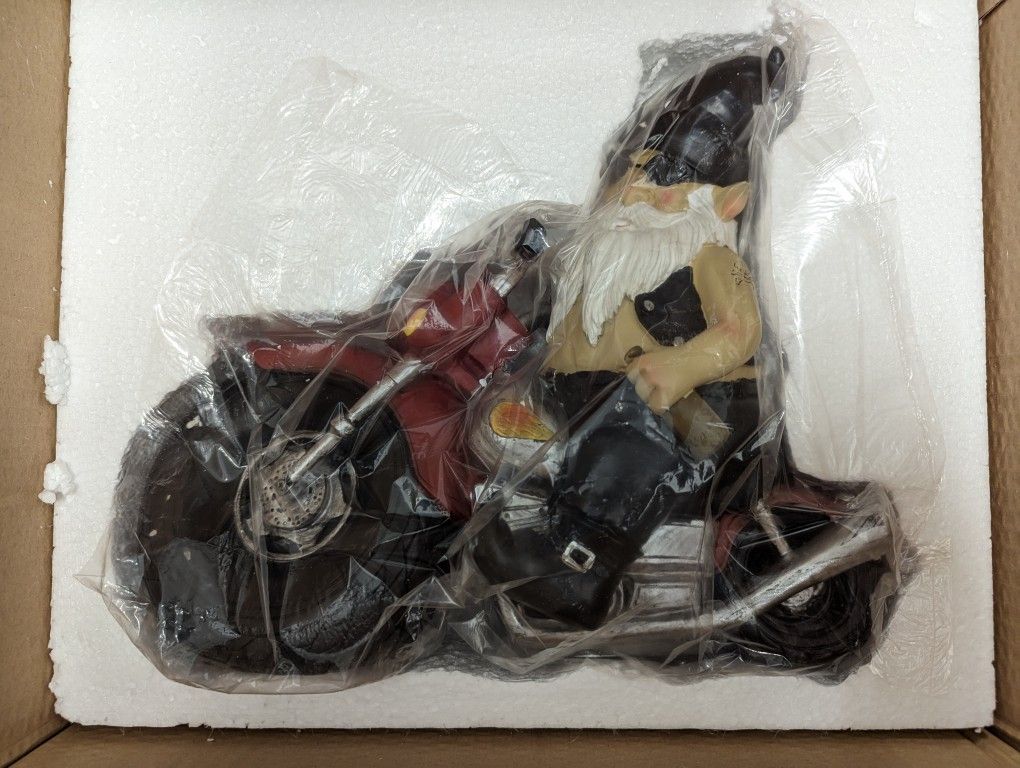 Brand New Unopened Design Toscano QM(contact info removed) Axle Grease The Biker Garden Gnome Motorcycle Statue, Single, Full Color Finish