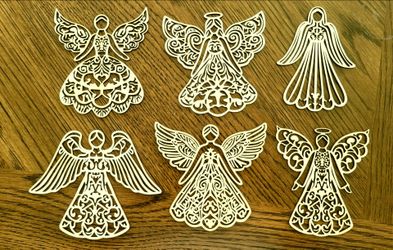 Wood angel ornaments