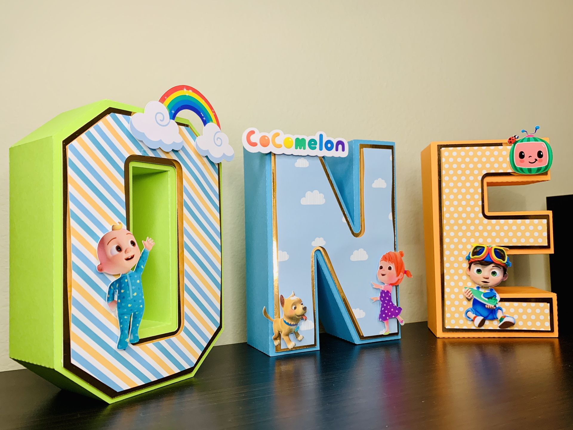 Cocomelon 3D Letters, Cocomelon First Birthday, Cocomelon Theme, Free standing Cocomelon Letter, Cocomelon ONE, Cocomelon Party Decoration