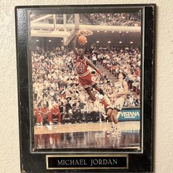 VINTAGE 8x10 Print MICHAEL JORDAN Slam Dunk Plaque - Chicago Bulls - NBA - HOF