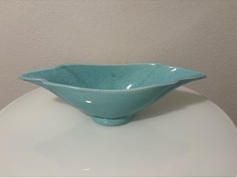 Vintage Pottery Bowl Blue Green 486 USA