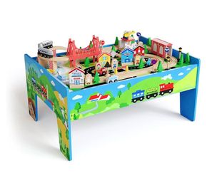 4-in-1 Wooden Train Table for Kids