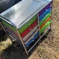 10 Drawers Colored Organizer 15X23” Inch And 27” Inch Tall With Wheels 