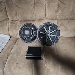 2 KICKER 12" COMP VR'S AND 1 KICKER 800.1 AMP