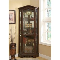 5-Shelf Corner Curio Cabinet Medium Brown and Clear 950175 (50% Off Sale)
