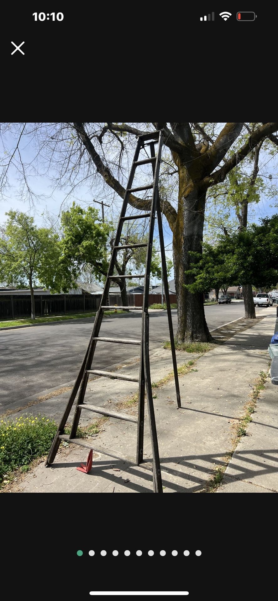 Antiques Large Peach Picking Wooden A Frame Ladder 11ft Works