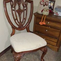 Carved Framed Chair, Ivory Upholstery 1 Only