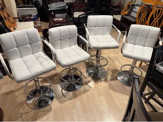 NEW White Leatherette Bar Stools - Set of 4