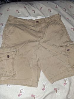 Hollister Cargo Shorts Mens Size 34 Beige Cotton Hiking Outdoor 9" Inseam Casual $20