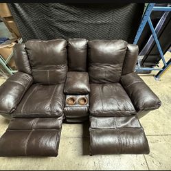 Brown Leather Recliner Sofa