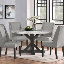 Brand New White Grey Marble Top 5pc Set 