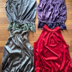 Lot 4 summer sleeveless Spaghetti Strap halter blouses dressy tops women small or medium Shirts 