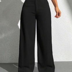 Women's Solid Color Pockets Wide Leg Loose Casual Pants