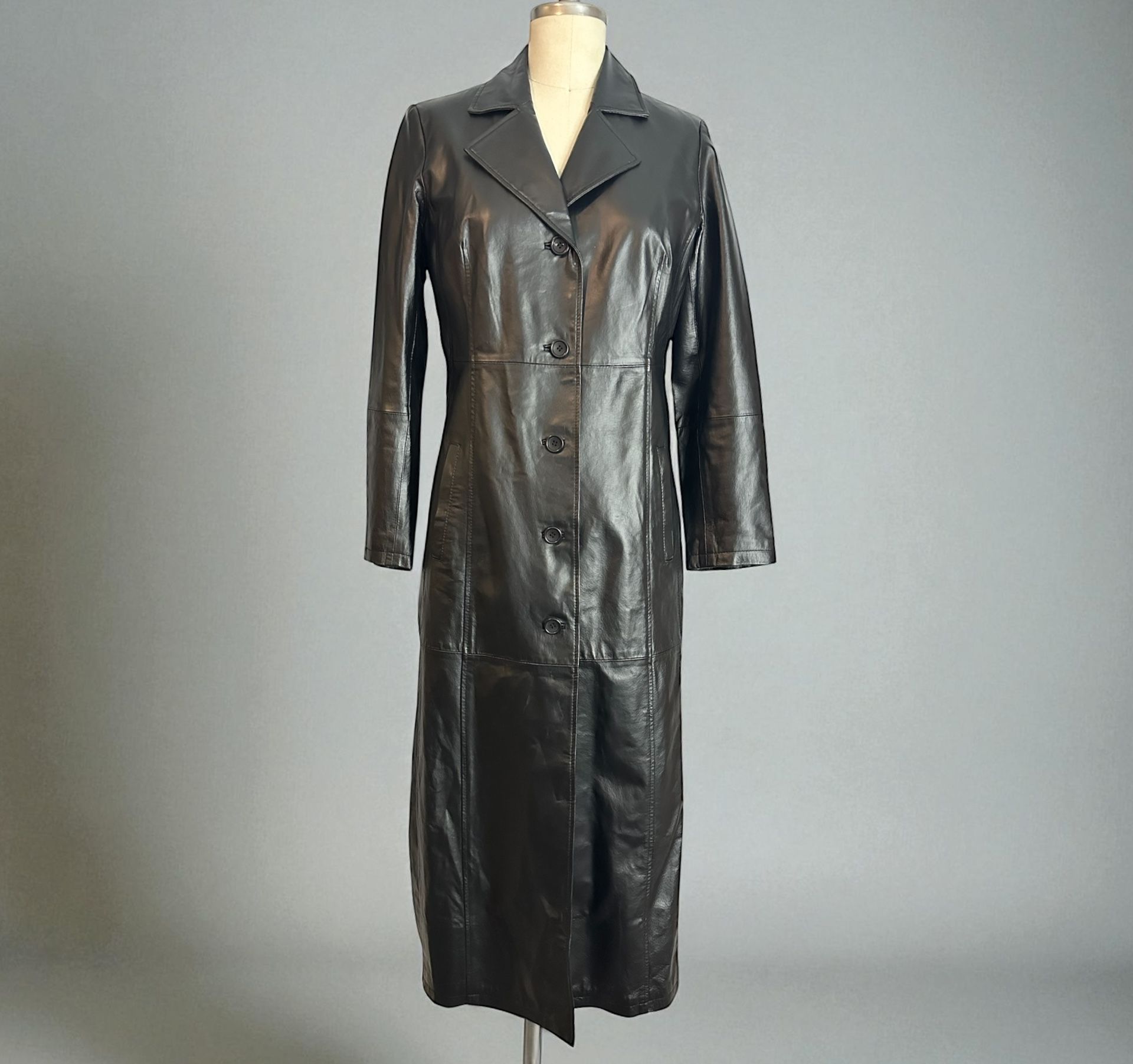 Elegant Black Leather Coat