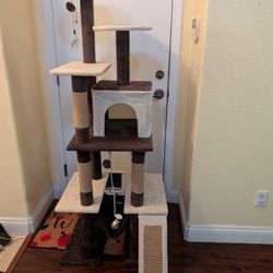 Cat Tree Tower with Condo, Scratching Posts and Top Perch, Almost New