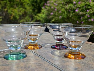 Set of 4 Colorful Base Glass Dessert Cups