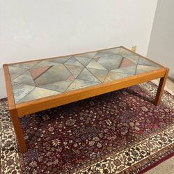Mid-Century Modern GANGSO MOBLER Teak & Tile Coffee Table MCM Abstract