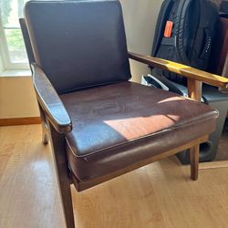 Mid Century Brown Leather Chair 