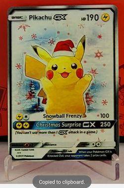 POKEMON CHRISTMAS PIKACHU GX F/ART HOLO CUSTOM HANDMADE ORICA CARD -kids toy game Xmas Nintendo