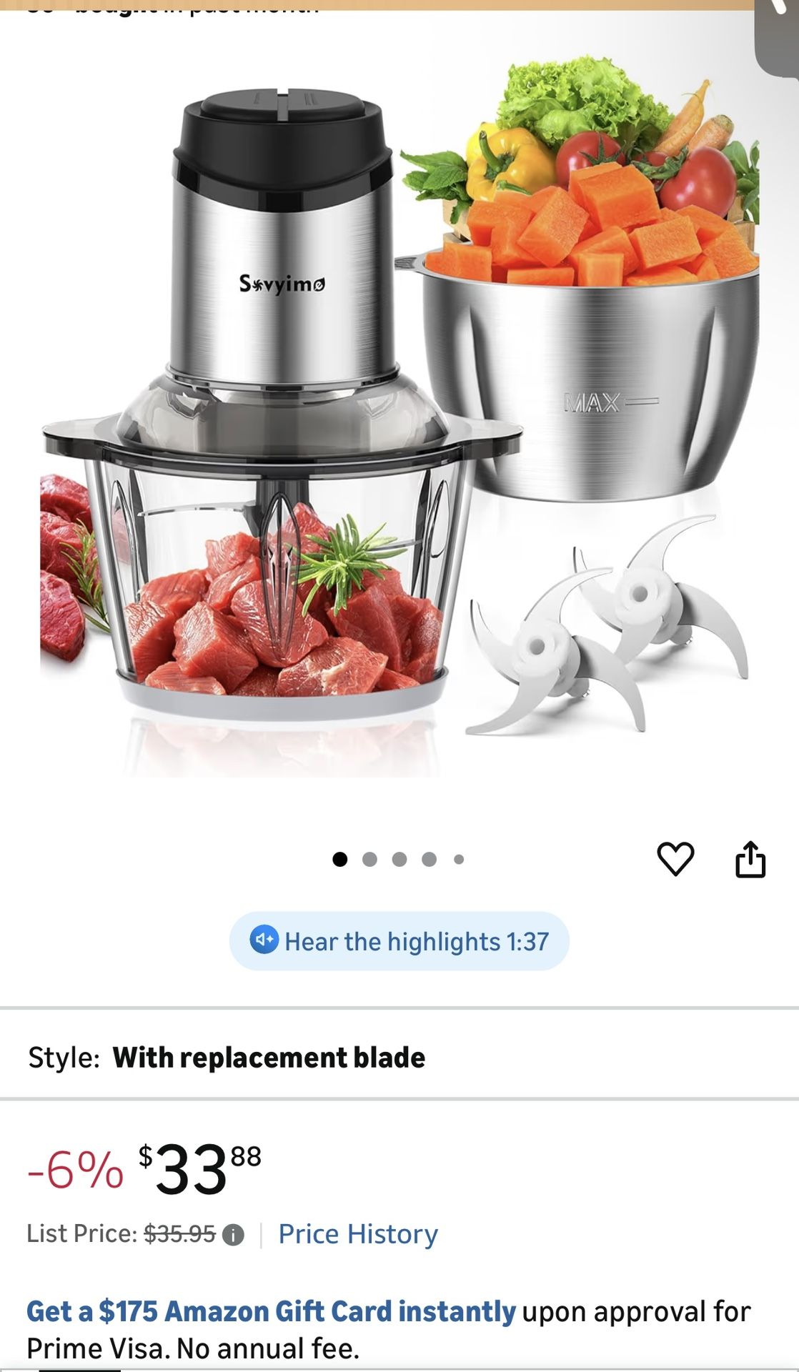 Food Processor, Meat Grinder Vegetable Chopper for Home