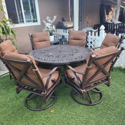 Aluminum Patio Set/ Outdoor Furniture Dining Table And Swivel Chairs 
