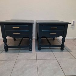 Set of end tables night stands with gold accent handles