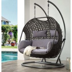Vasant Gray & Black Patio Swing Chair w/ Stand