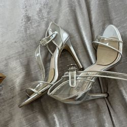 Aldo Designer Silver and Clear Heels