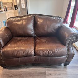 Leather love seat
