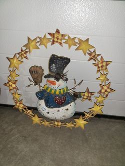 Metal Snowman Wreath