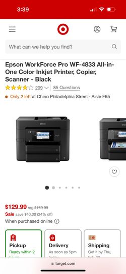 Epson Workforce Pro We-4833 All In One Color Inkjet Printer Copier Scanner