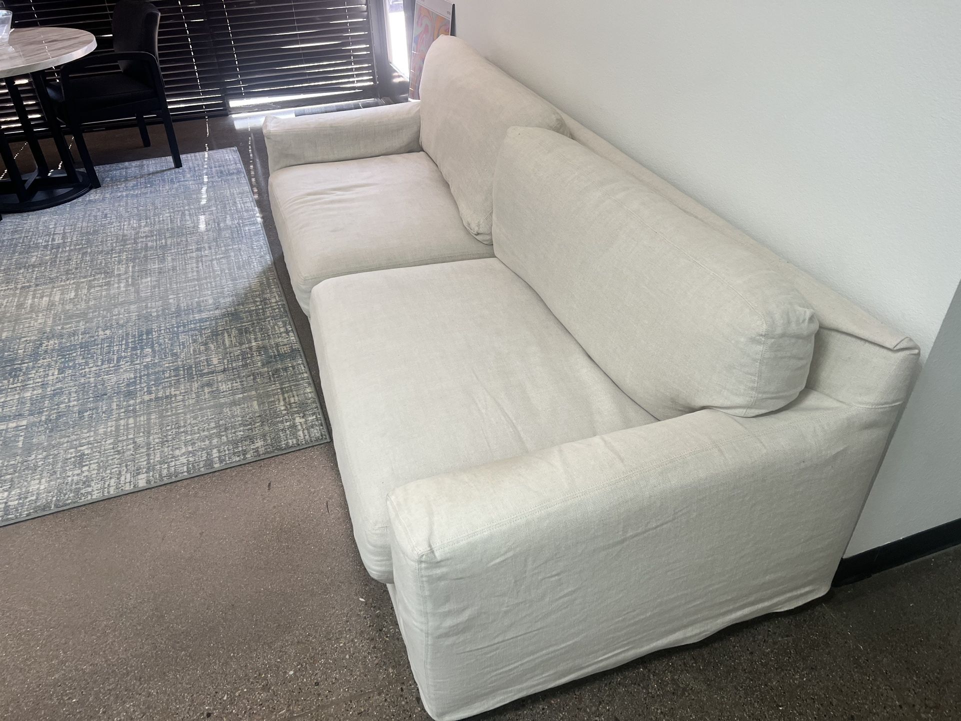 Lee Sofa For Sale Recovered With Restoration Hardware Belgium Linen Fabric