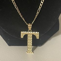 14k Gold Solid Italy Chain With Solid 10k T Pendant!
