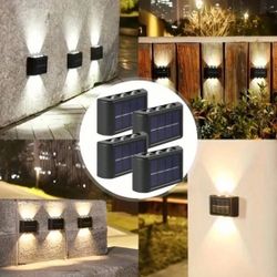 1pcs Solar Powered Convex Lens Wall Light, 6Led Double-Sided Lighting Wall Lamp, Waterproof Atmosphere Light For Garden, Street, Outdoor Corrido