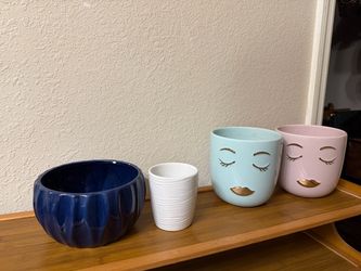 Set of 4 Ceramic Decorative Planters